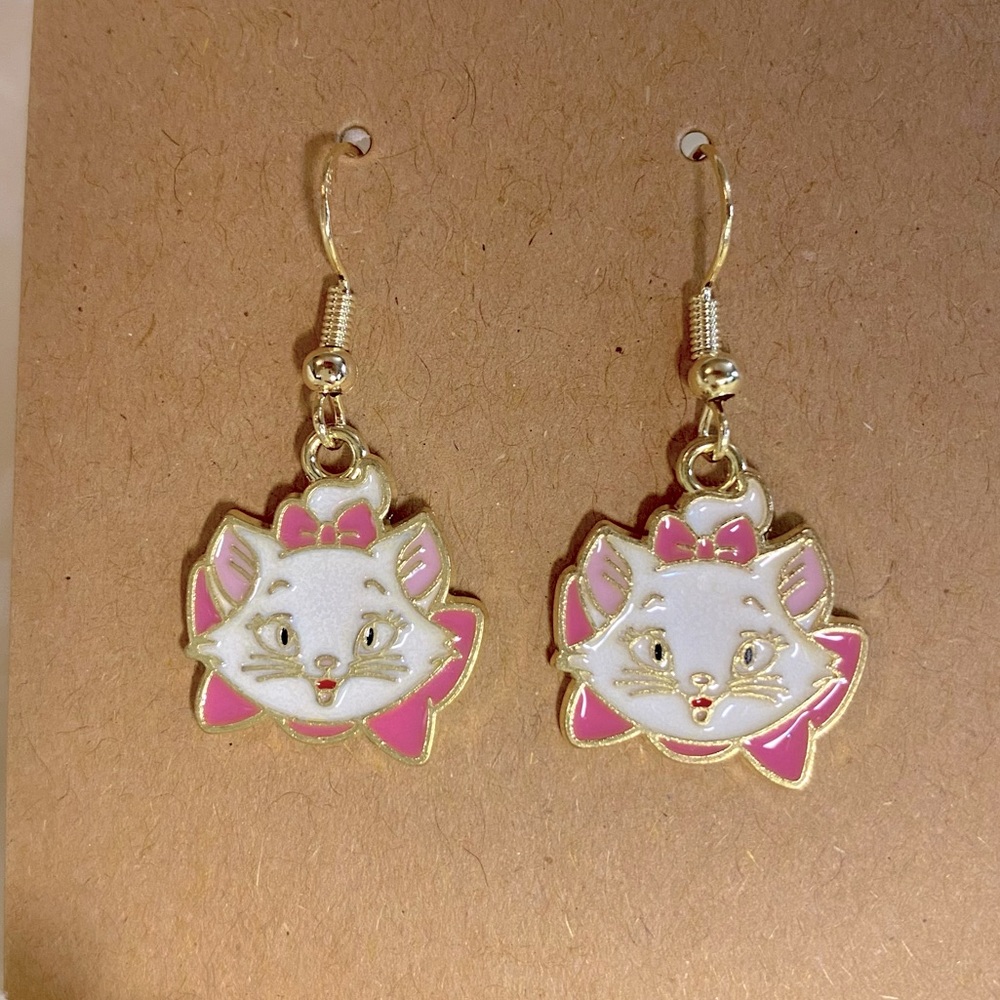 Disney Inspired Aristocats Marie Kitty Face Earrings NWT
